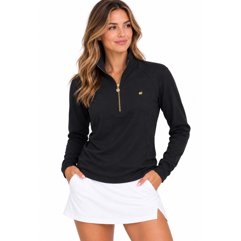 Clover by Bobby Jones Masters 1/4 Zip Golf Pullover Womens Size XS Black Sporty